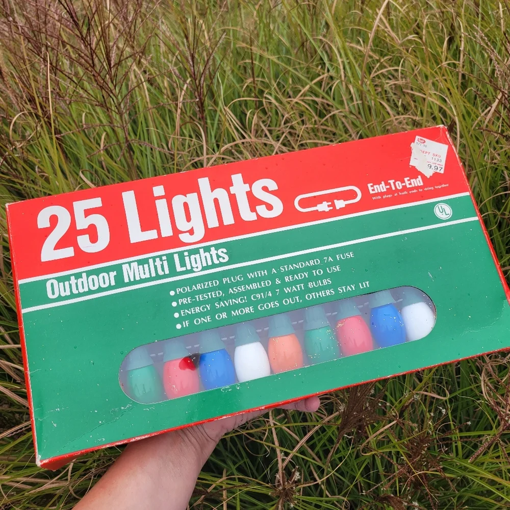 Vintage Outdoor Multi Big Bulb Lights - Great Retro Look ~ NOS in Original Box